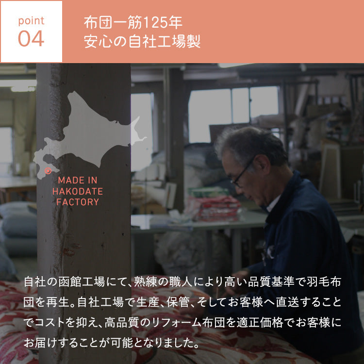 【世田谷区限定】羽毛ふとんリフォーム スタンダードコース(綿100%生地)