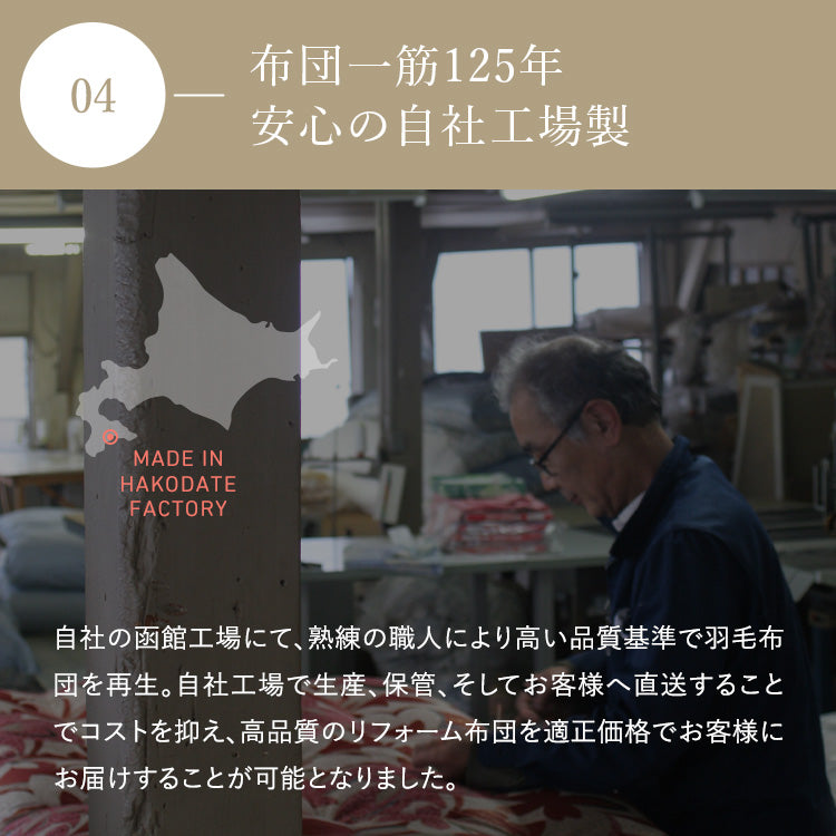 【世田谷区限定】羽毛ふとんリフォーム スタンダードコース(抗菌防臭生地)